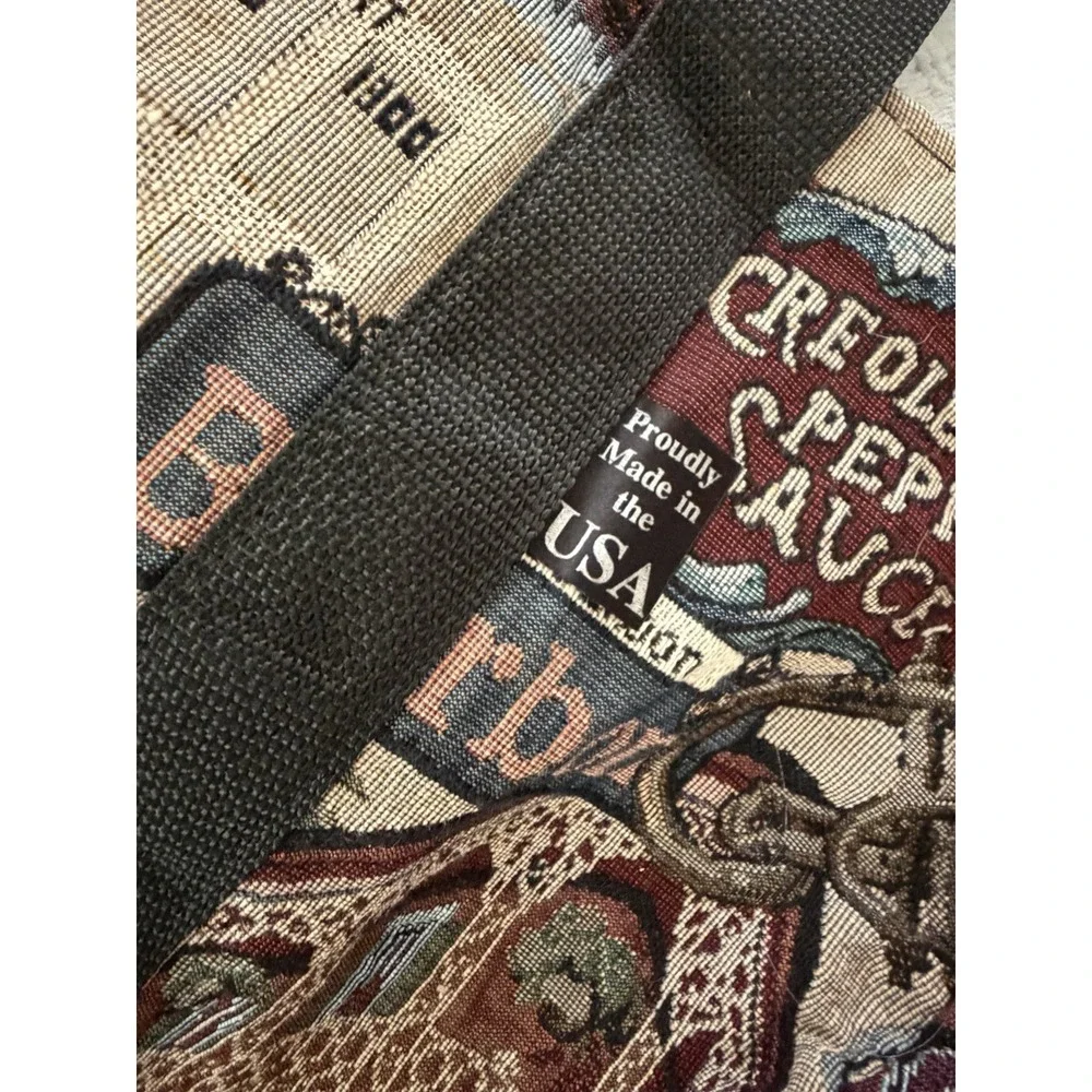 Vintage Tapestry Duffel Bag New Orleans Jazz Motif Overnight Weekender USA 90s